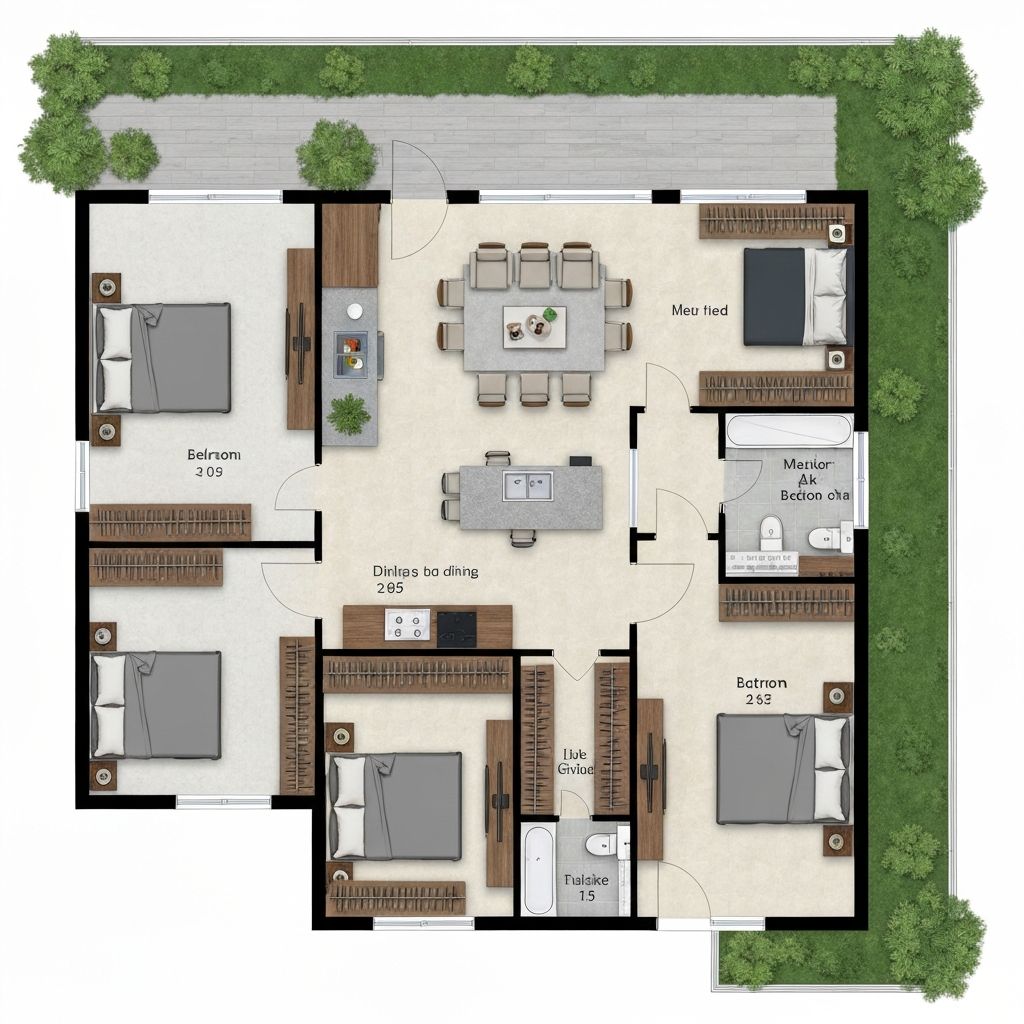 3 BHK floor plan at Sobha Sentosa Panathur Road