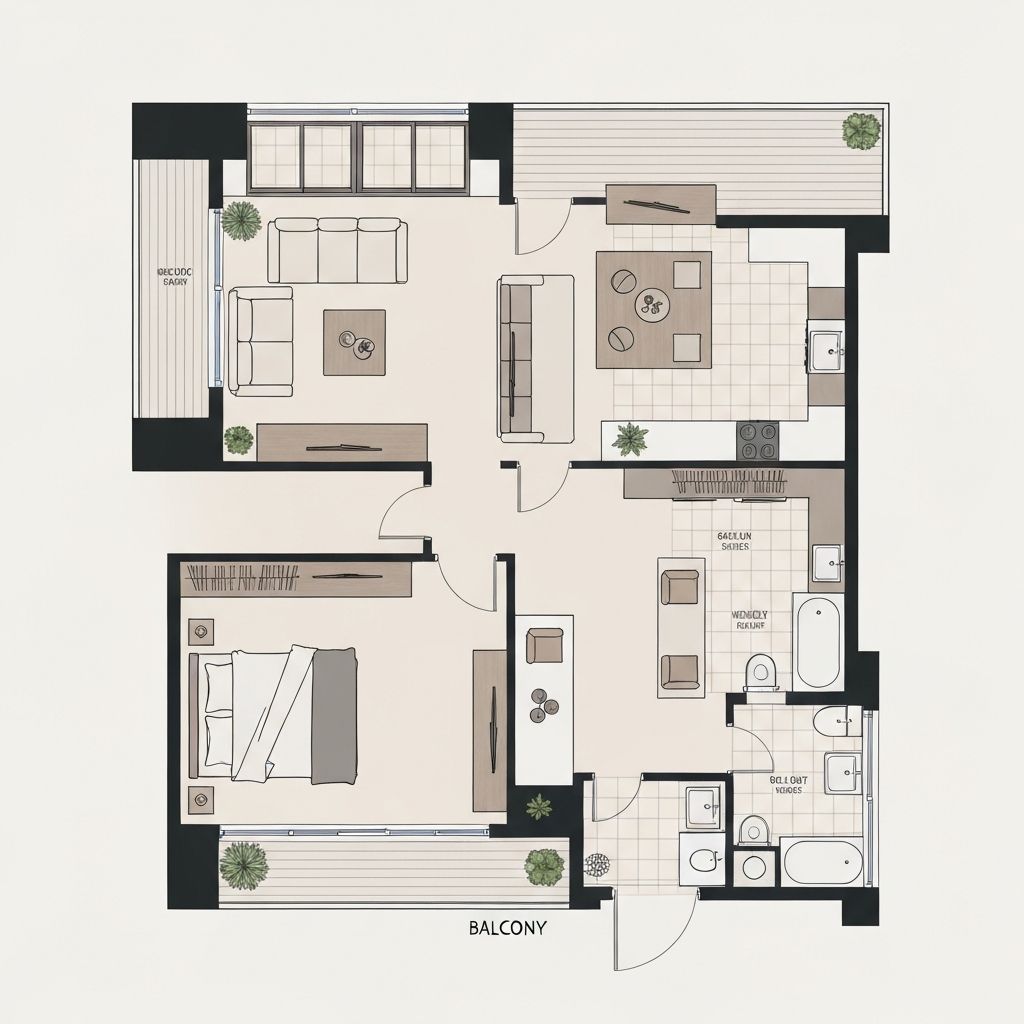 1 BHK floor plan at Sobha Sentosa Panathur Road